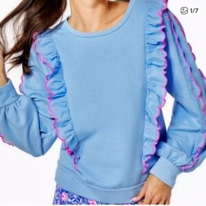 Lilly Pulitzer Blue Sweatshirt with Pink Accents